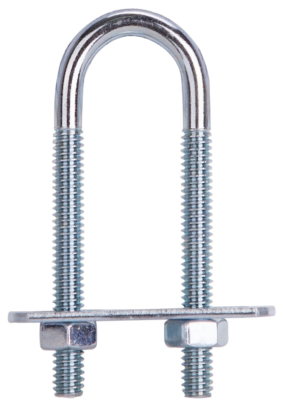 ProSource LR341 U-Bolt, 1/4 in Thread, 2 in L Thread, Steel, Zinc