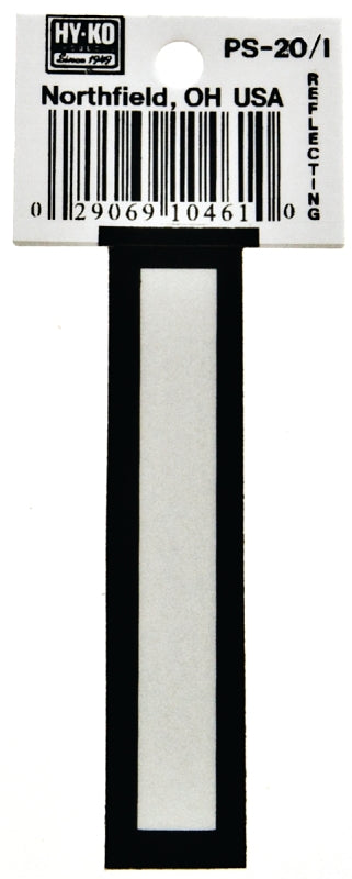 Hy-Ko PS-20/I Reflective Letter, Character: I, 3-1/4 in H Character, Black/White Character, Vinyl