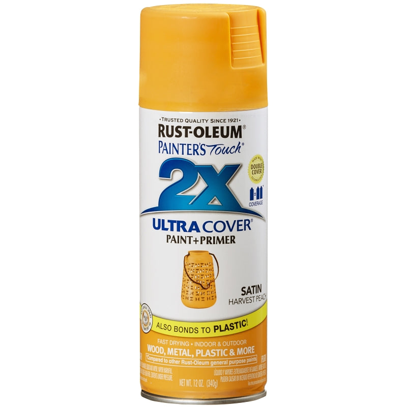 Painter's Touch Ultra Cover 366993 General-Purpose Paint, Satin, Harvest Peach, 12 oz, Aerosol Can