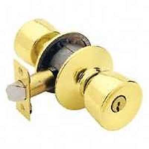 Schlage F51A BEL605KA4 Entry Knob Set, Knob Handle, Bright Brass, Metal, C Keyway, Re-Key Technology: Traditional, Yes