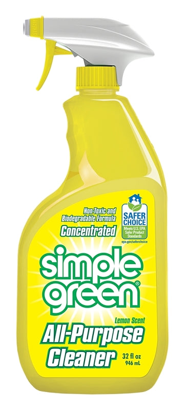 Simple Green 3010001214003 All-Purpose Cleaner, 32 oz Spray Bottle, Liquid, Lemon, Yellow