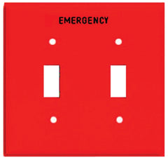 Eaton Wiring Devices PJ2EMRD Emergency Wallplate, 4-7/8 in L, 4.94 in W, 2 -Gang, Polycarbonate, Red, High-Gloss