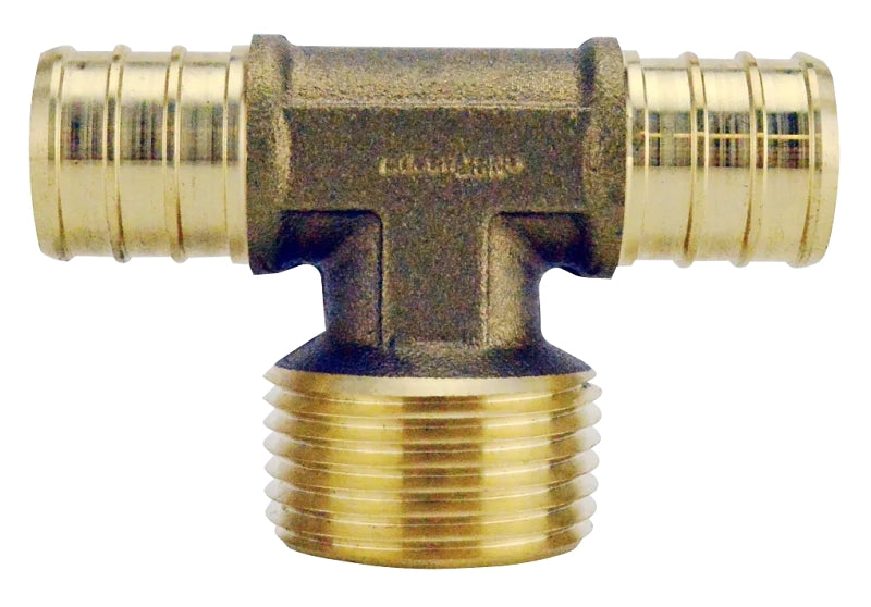 Apollo Valves APXMT34 Pipe Tee, 3/4 in, Barb x MPT x Barb, Brass, 200 psi Pressure