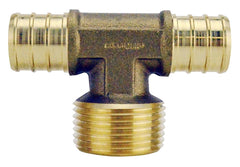 Apollo Valves APXMT34 Pipe Tee, 3/4 in, Barb x MPT x Barb, Brass, 200 psi Pressure