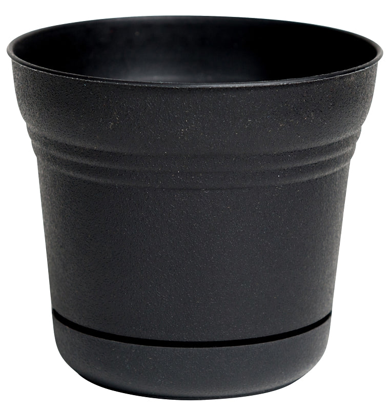 Bloem Saturn SP1200 Planter, 12.3 in Dia, Round, Plastic, Black, Matte
