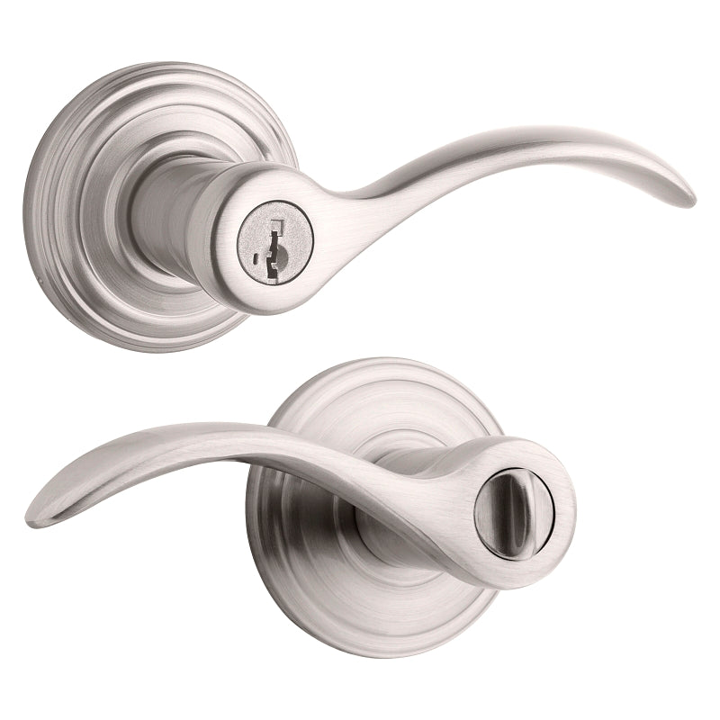 Kwikset Signature Series 740PML 15 SMT Entry Door Lever, Thumbturn Lock, Satin Nickel, Zinc, Residential, 2 Grade