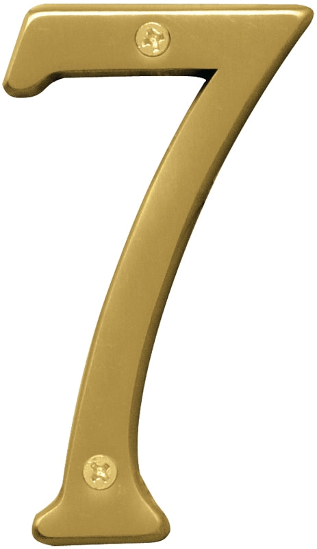Hy-Ko Prestige Series BR-43BB/7 House Number, Character: 7, 4 in H Character, Brass Character, Solid Brass
