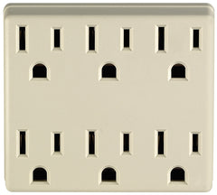 Leviton 6ADPT-I Adapter, 15 A, 125 VAC, 6 -Outlet, NEMA: NEMA 5-15R, Ivory