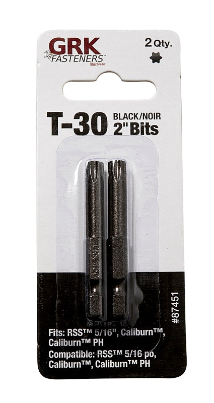 GRK Fasteners 87451 Drive Bit, T30 Drive, Star Drive, 2 in L