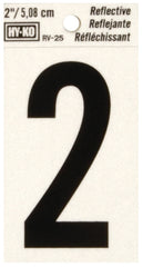 Hy-Ko RV-25/2 Reflective Sign, Character: 2, 2 in H Character, Black Character, Silver Background, Vinyl
