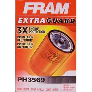 Fram Extra Guard PH3569 Spin-On Oil Filter, 3/4-16 Connection, Threaded, Cellulose, Synthetic Blend Filter Media