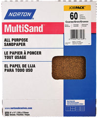 Norton Adalox 07660700152 Sanding Sheet, 11 in L, 9 in W, Coarse, 60 Grit, Aluminum Oxide Abrasive, Paper Backing