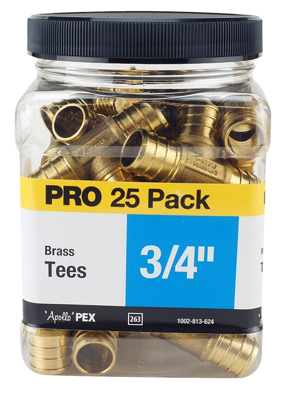 Apollo Valves APXT3425JR Pipe Tee, 3/4 in, Barb, Brass, 200 psi Pressure