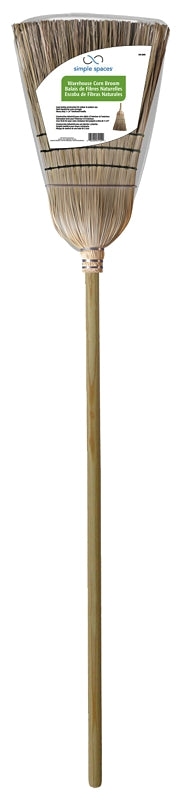 Simple Spaces 502 Warehouse Broom, 12 in Sweep Face, 18 in L Trim, Fiber Bristle, 55-1/4 in L, Hardwood Handle