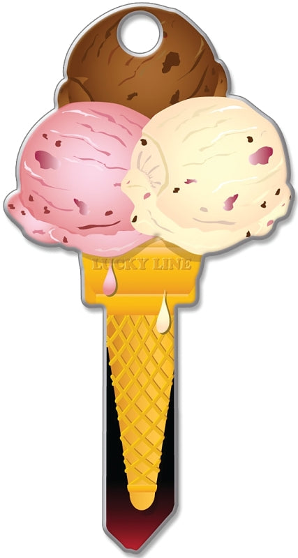 Lucky Line Key Shapes Series B111S Key Blank, Brass, Enamel, For: Schlage Locks