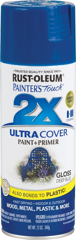 2X Ultra Cover 334032 Spray Paint, Gloss, Deep Blue, 12 oz, Can