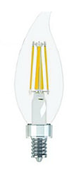 GE Industrial Solutions 31440 LED Bulb, Decorative, CAC Lamp, 60 W Equivalent, E12 Lamp Base, Dimmable, Clear