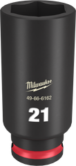Milwaukee SHOCKWAVE Impact Duty Series 49-66-6162 Deep Impact Socket, 21 mm Socket, 3/8 in Drive, Square Drive, 6-Point