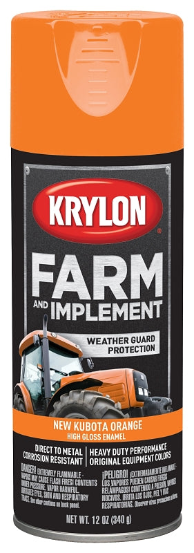 Krylon K01954000 Farm Equipment Spray, High-Gloss, New Kubota Orange, 12 oz