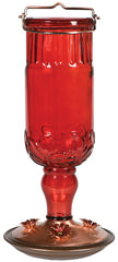 Perky-Pet 8119-2 Bird Feeder, 24 oz, 4-Port/Perch, Glass, Red, 11-1/2 in H