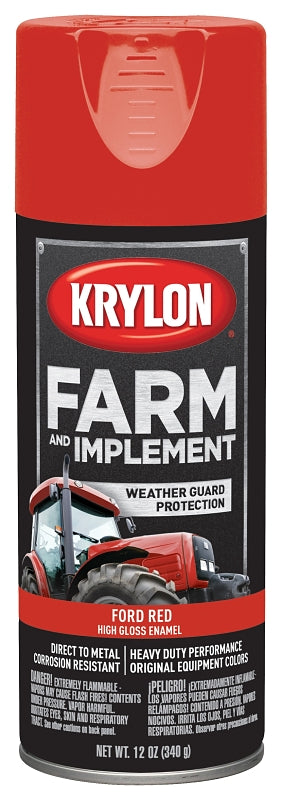 Krylon K01941000 Farm Equipment Spray, High-Gloss, Ford Red, 12 oz