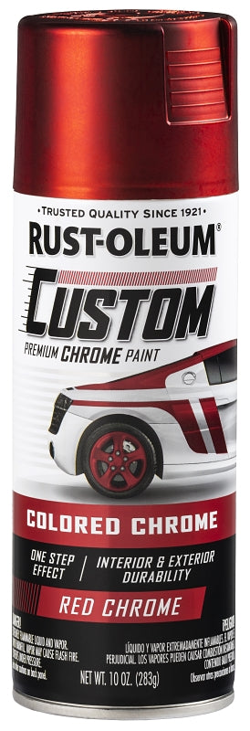Rust-Oleum Automotive 340561 Premium Custom Paint, Chrome, Red, 10 oz, Aerosol Can