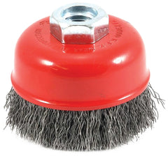 Forney 72755 Wire Cup Brush, 2-3/4 in Dia, 5/8-11 Arbor/Shank, 0.014 in Dia Bristle, Carbon Steel Bristle