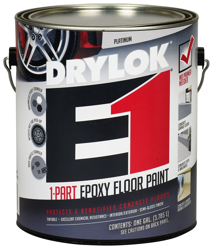 DRYLOK 23813 Epoxy Floor Paint, Semi-Gloss, Platinum, 1 gal