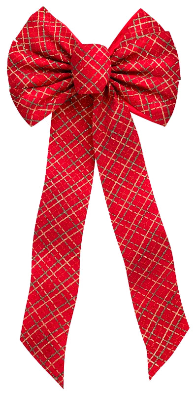 Holidaytrims 6061 Christmas Specialty Decoration, 1 in H, Glittering Bow Plaid, Velvet