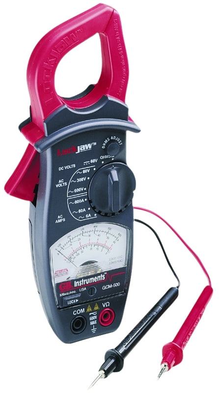 GB GCM-500 Clamp Meter, 600 A, 600 VAC, 60 VDC, 1000 Ohm, Analog Display, Black