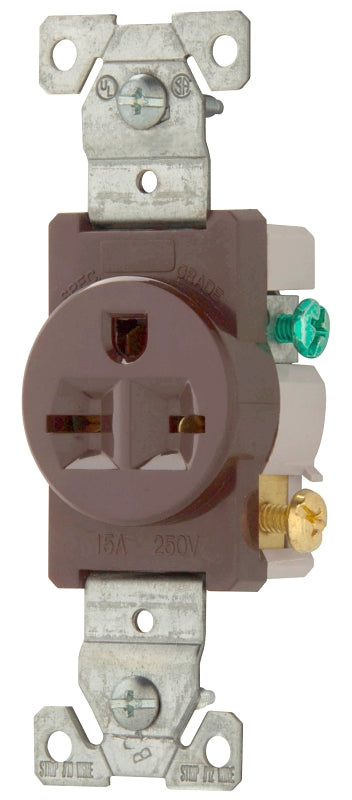 816B-BOX RECEPT SGL 15A BRN