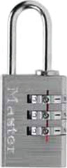 Master Lock 630D Padlock, 3/16 in Dia Shackle, 1 in H Shackle, Steel Shackle, Aluminum Body, Nickel, 1-3/16 in W Body