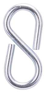ProSource LR-377-PS S-Hook, 25 lb Working Load, 2.3 in Dia Wire, Steel, Zinc