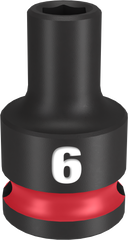Milwaukee SHOCKWAVE Impact Duty Series 49-66-6130 Shallow Impact Socket, 6 mm Socket, 3/8 in Drive, Square Drive