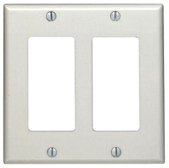 Leviton 80409-NW Wallplate, 4-1/2 in L, 4.56 in W, 2 -Gang, Nylon, White