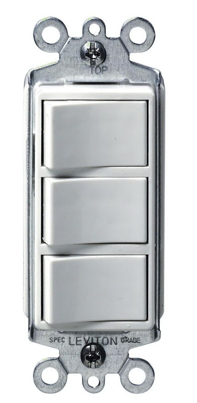 Decora C22-01755-00W Rocker Switch, 15 A, 120 V, SPST, Lead Wire Terminal, Thermoplastic Housing Material, White