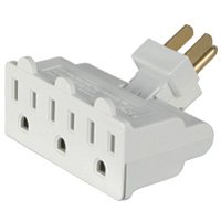 Eaton 1192W-SP Swivel Outlet Tap, 2 -Pole, 15 A, 125 V, 3 -Outlet, NEMA: NEMA 5-15R, White
