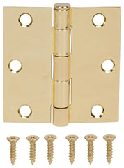 ProSource LR-705-PS Square Corner Door Hinge, Steel, Polished Brass, Loose Pin, 180 deg Range of Motion