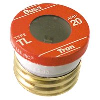 Bussmann TL-20 Plug Fuse, 20 A, 125 V, 10 kA Interrupt, Plastic Body, Time Delay Fuse, Low Voltage