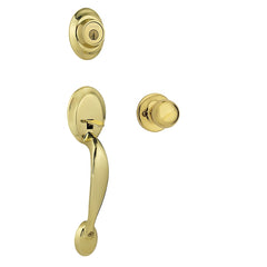 Weiser Kingsway x Yukon Series 9GAC94710-001 Handleset, 3 Grade, Polished Brass, 2-3/8 to 2-3/4 in Backset, Residential
