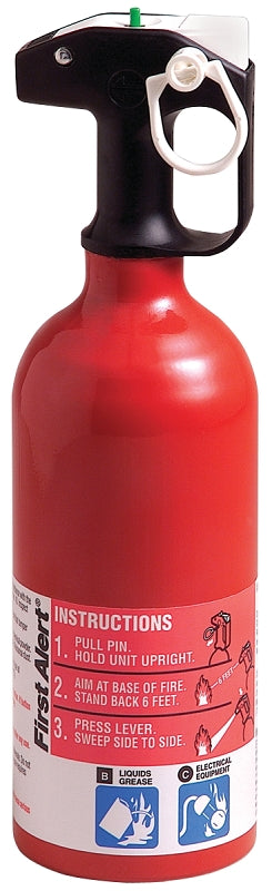 First Alert AUTO5 Fire Extinguisher, 1.4 lb, Sodium Bicarbonate, 5-B:C Class