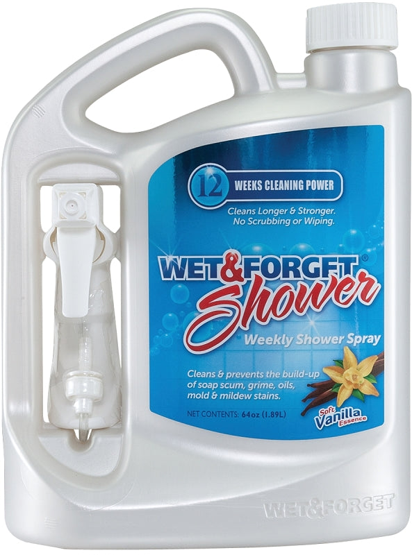 Wet & Forget 801064 Shower Cleaner, 64 oz, Bottle, Liquid, Soft Vanilla, Pale Yellow