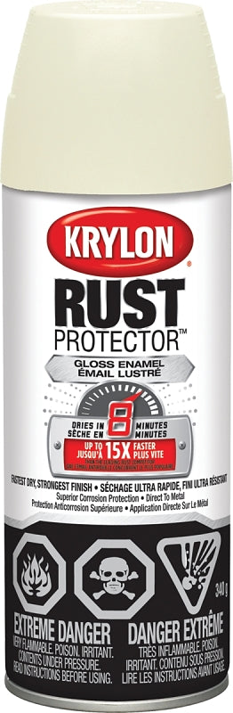 Krylon Rust Protector 469002000 Rust Preventative Spray Paint, Gloss, Ivory, 12 oz, Can