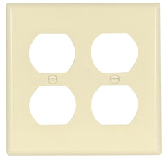 Eaton 2150LA-BOX Duplex Receptacle Wallplate, 4-1/2 in L, 4-9/16 in W, Standard, 2-Gang, Thermoset, Light Almond, Flush