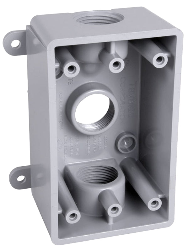 Bell PSB37550GY Weatherproof Box, 3.81 in W, 2 in D, 4.6 in H, NEMA 3R, PVC, Gray