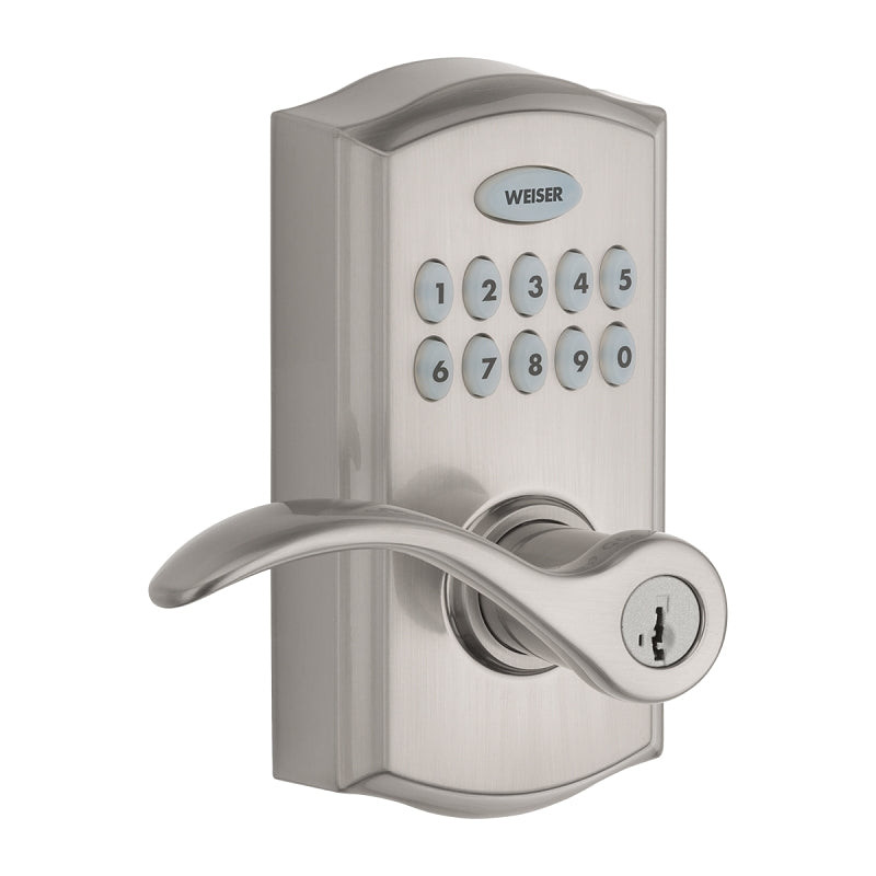 Weiser Electronics SmartCode 10 Commercial Lever Series 9GED26000-001 Electronic Lock, Contemporary Design, Satin Nickel