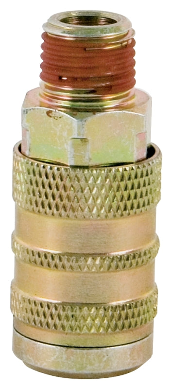 Bostitch IC-14M Hose Coupler, 1/4 x 1/4 in, MNPT, Steel, Plated