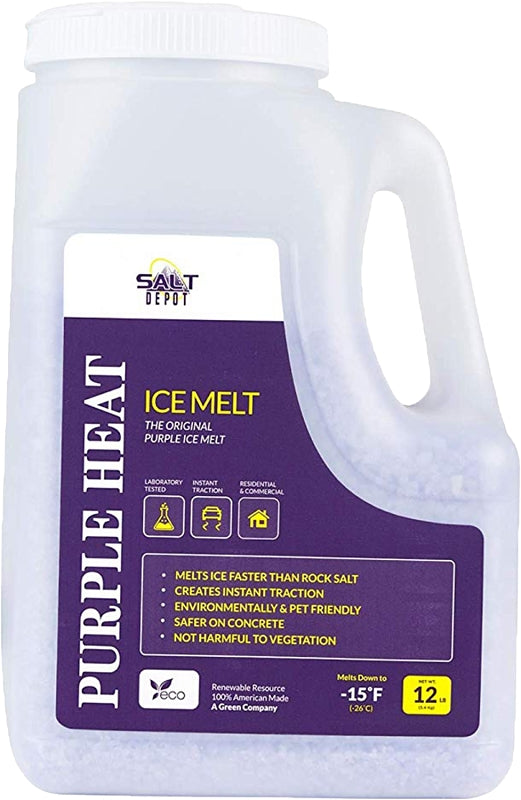 Salt Depot PH12J PURPLE HEAT Purple Heat Ice Melt, Crystalline, Purple, Slightly Aromatic, 12 lb, Jug