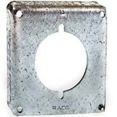 Raco 810C Exposed Work Cover, 2-9/64 in Dia, 4-3/16 in L, 4-3/16 in W, Square, Galvanized Steel, Gray