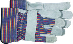 Boss 4094 Welder Gloves, Men's, L, Wing Thumb, Rubberized Safety Cuff, Blue/Gray